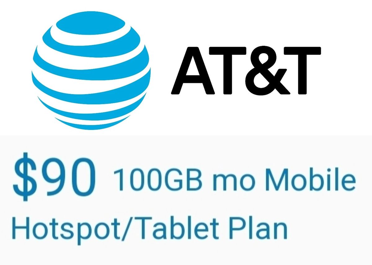90 AT&T Mobile Hotspot Plan w/100gb Data
